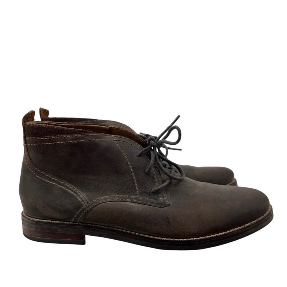 Cole Haan Mens 9.5 Boots Brown Leather Ogden Stitch Chukka Lace Up Ankle C23055